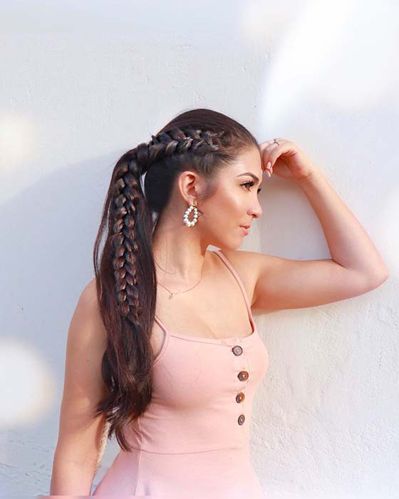 Ponytail with a Sleek Side Braid