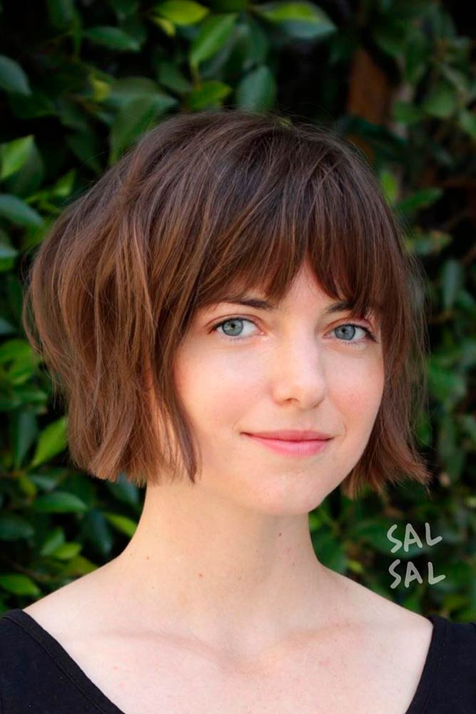 Short Bob With Bang #shaggyhairstyles